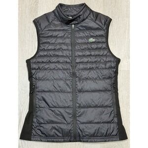 Lacoste Quilted Technical Golf Vest Women Size 32 Black Water-Resistant NWOT